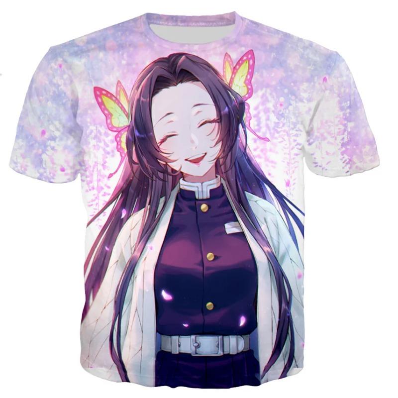 Toyo Cosplay Demon Slayer Kochou Shinobu T-shirt Pánské Dámské 3D Tisknutá Trička Casual Harajuku Style T-shirt Streetwear Topy