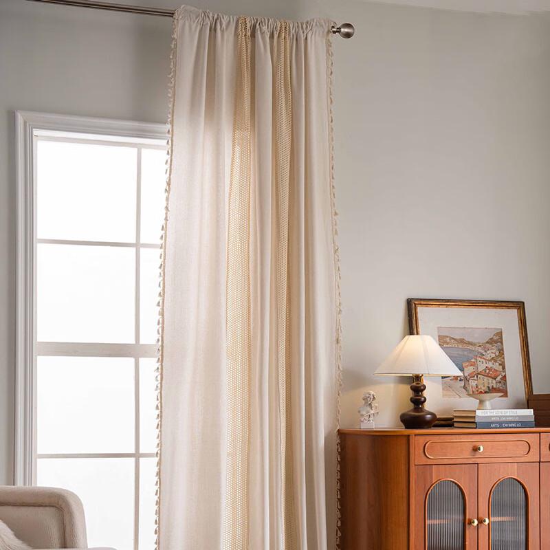 Jingga Crochet Splicing Tassel Sheer Curtain