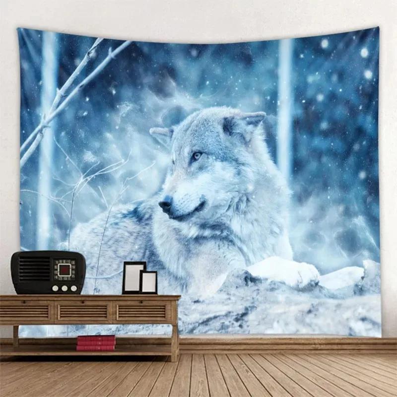 Гобелен с узором «Снежный горный волк» для офиса — фото 15