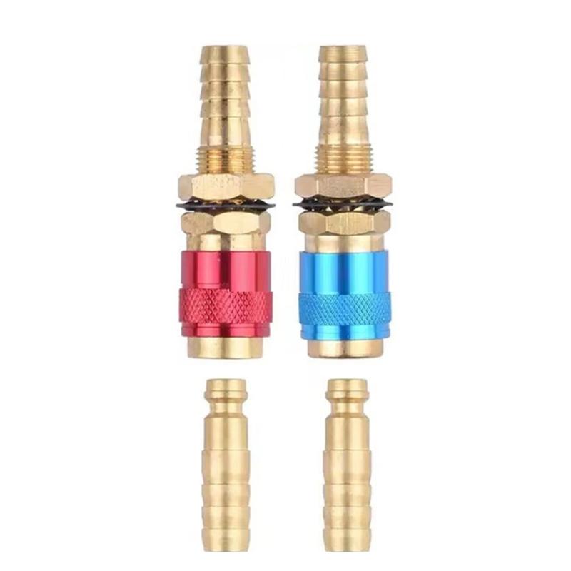 2Pcs Quickly Disconnects Brass Adapters M6/M 8/M10 Size For TIG Welding Machine Gas Water Flows Welding Torches Connectors