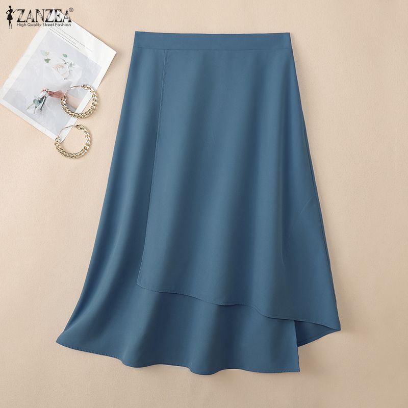 ZANZEA Fuste Midi Largi Casual pentru Femei, Culoare Solidă