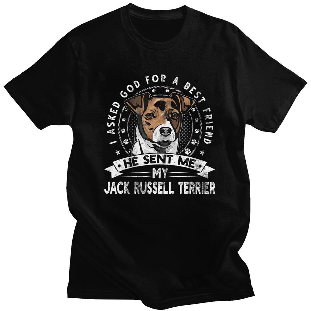 Grunge Style Jack Russell Terrier T Shirt Men Short Sleeve Casual Dog Friend Tshirt Distressed Print Stretchy Harajuku Gift Tee