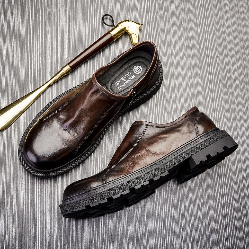 Leather Fashion Leather Shoes Men'S Foot Retro Business Shoes Versatile One-Pedal Casual Breathable Soft-Soled Shoes