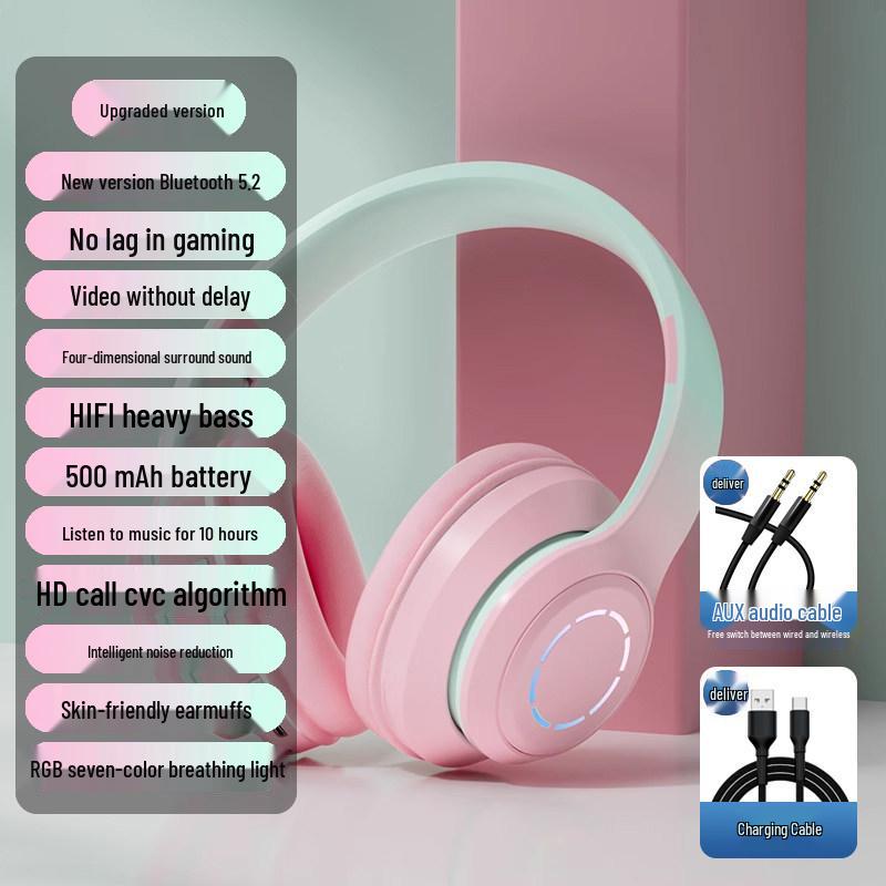 Wireless Over-Ear Bluetooth Headphones with Large Earcups, Noise-Canceling for Music, Sports, and Laptop Use