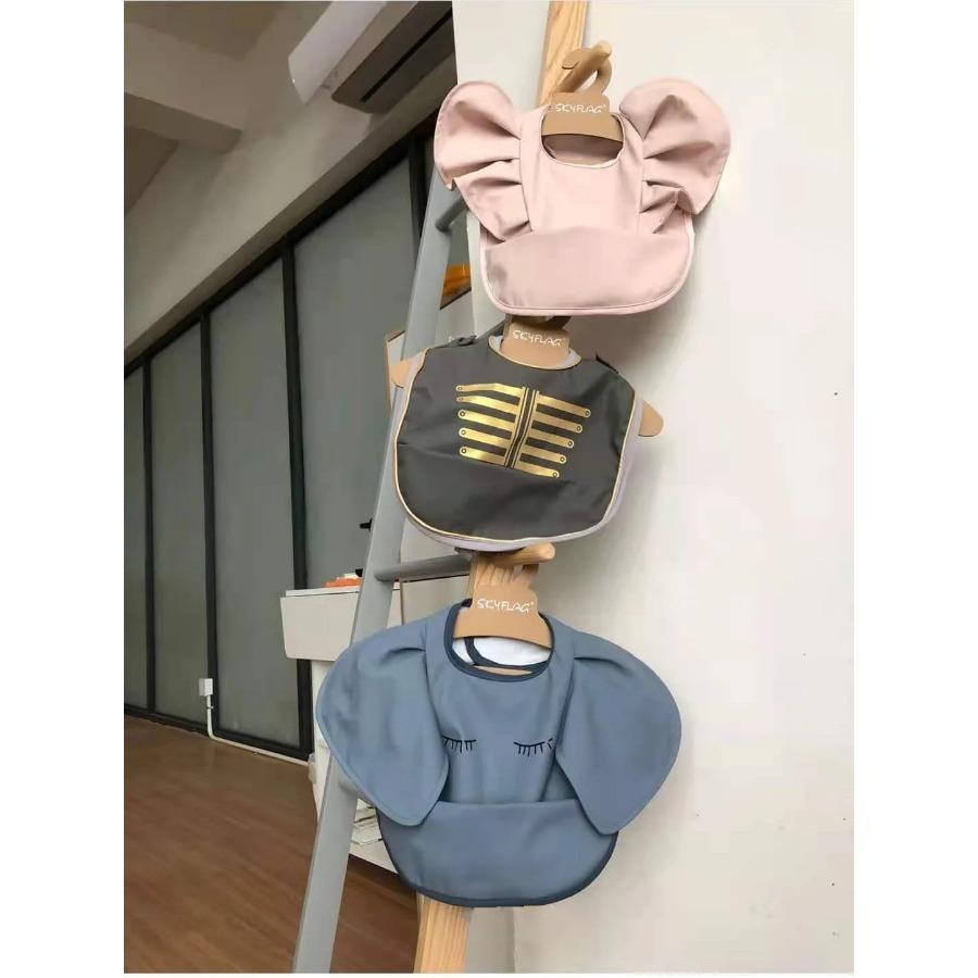 Nordic Style Baby PU Leather Waterproof Bib With Angel Wings Children Feeding Bib Burp Cloth Easy to Clean Baby Cute Print Bibs