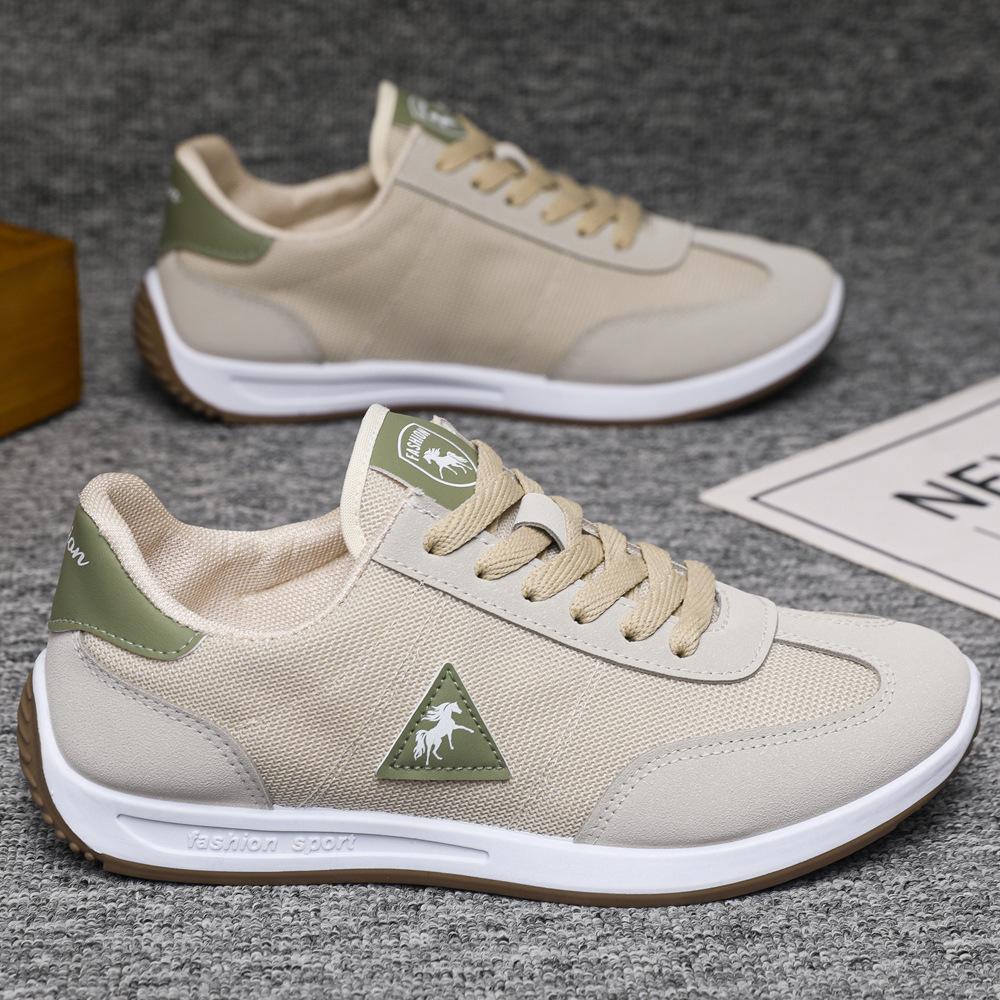 

Summer Forrest Gump men s sports shoes mesh breathable casual shoes fashionable soft-soled non-slip board shoes 39 бежевий