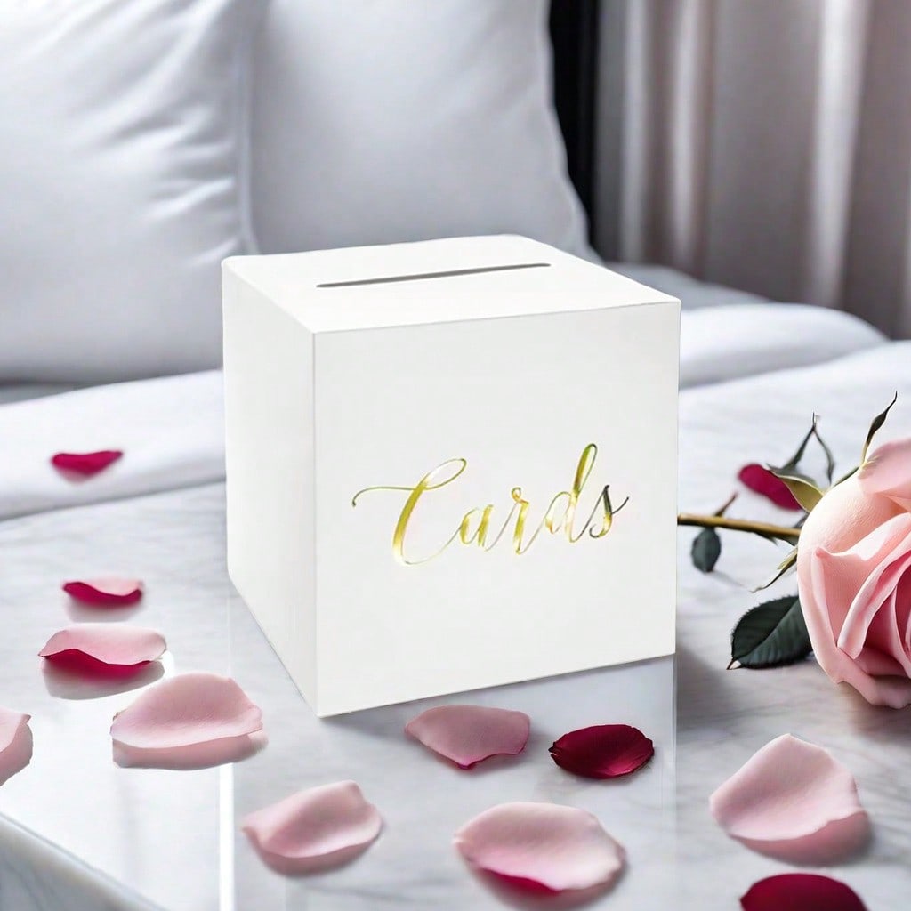 1PC White Card Box With Gold Foil Design, Wedding Favors Money Box Holder For Wedding Reception, Wedding Decor, Home Decor, Room Decor Birthday