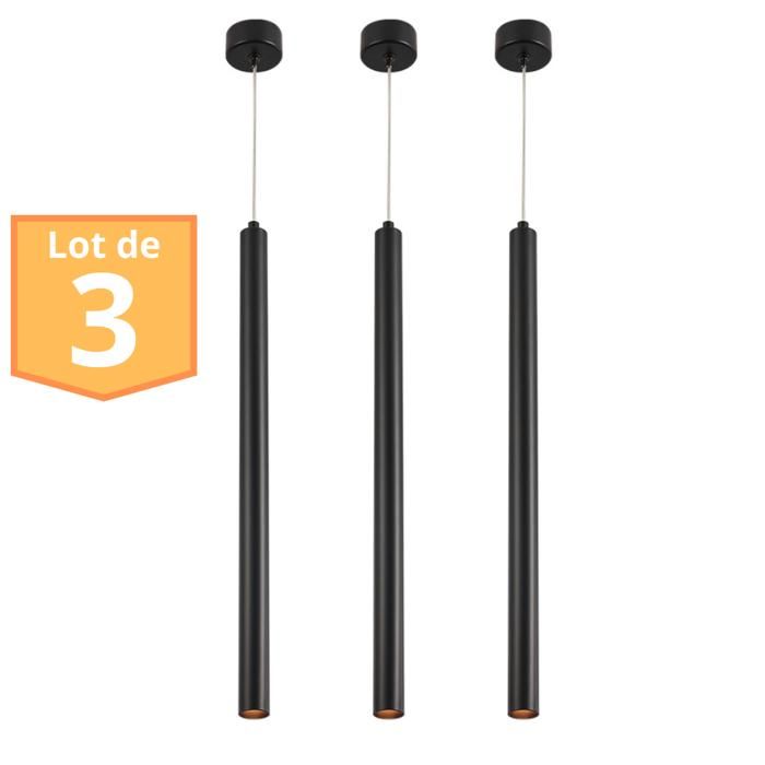 Set of 3 Designer Black Tube Pendant Lights G9 10W IP20
