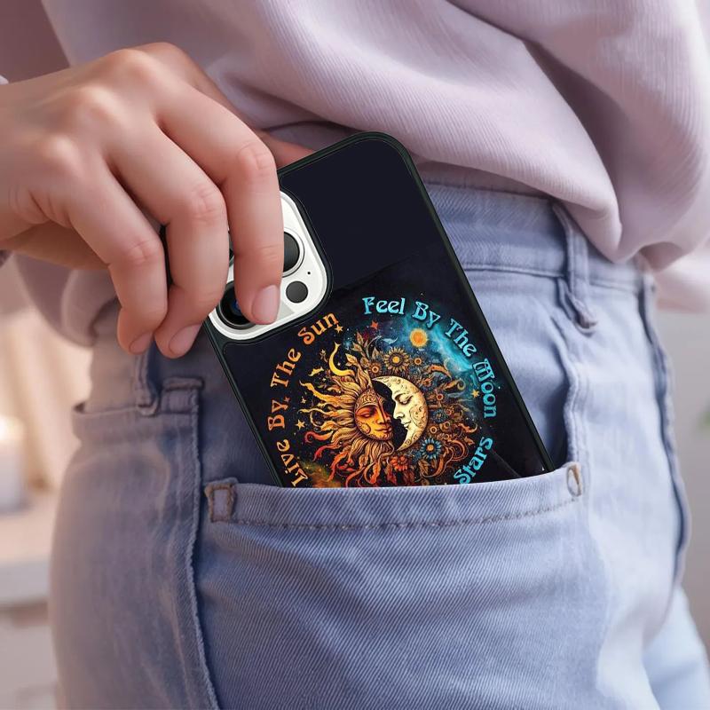 Indian Hand Holding Sun Moon Face Couple Phone Case For iPhone 17 Air 15 16e 14 13 Pro Max Coque 12 11 Pro Max PLUS Cover