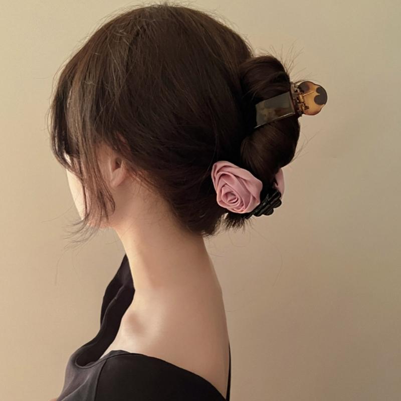 Non-Slip Satin Hair Claw Cute Ponytail Catch Strong Hold Princess Hairpin