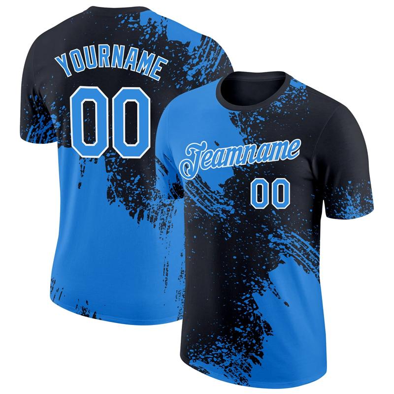 Custom Name Number 3D Colour Block Pattern T Shirt New Design Pop Men Football Short Sleeve