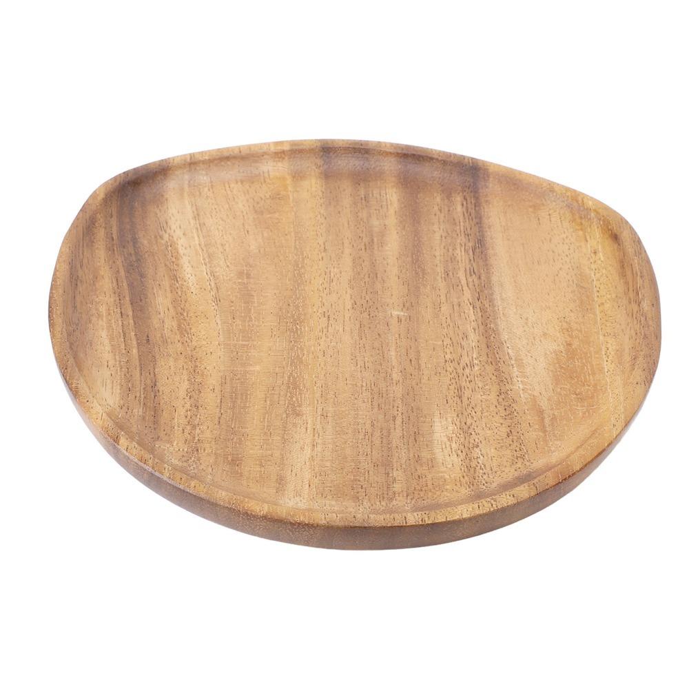 Stevig Hout Houten Dienblad Glad Gepolijst Houttextuur Serveerblad Praktisch Onregelmatige Vorm Voedselplateau Eettafel