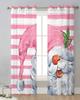 Christmas Gnomes Pink Stripes Sheer Curtains for Living Room Decoration Window Curtains Kitchen Tulle Voile Curtains