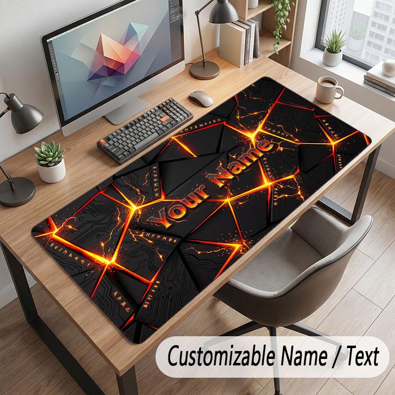 City Cyberpunk Theme Customized Mouse Pad Personalized Print Name Text Desk Mat For Home Office Table Decor