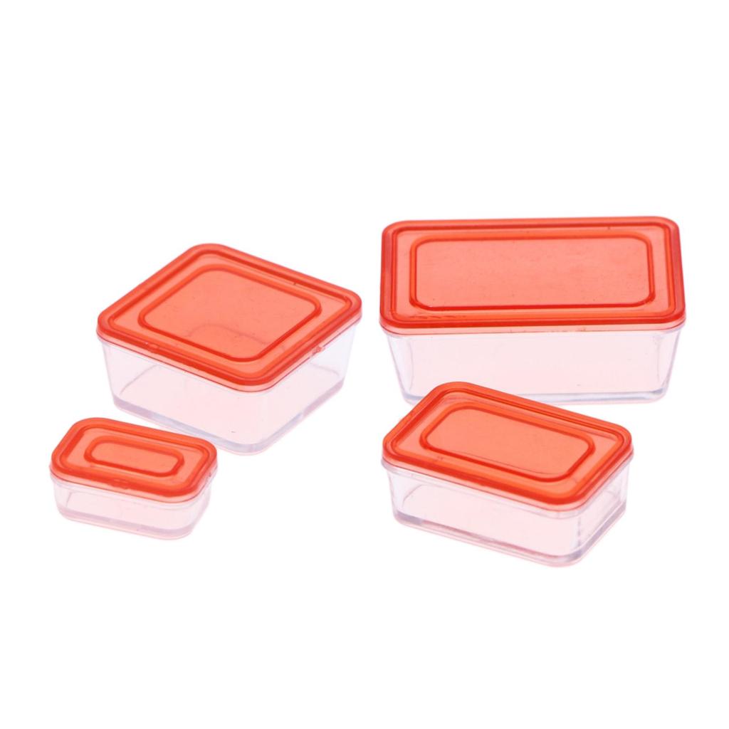 4x 1:12 Dollhouse Bento Lunch Boxes Miniature Model Bento Box Food Storage