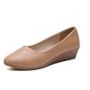 Spring and Autumn Women's Single Shoes Pointed Wedge-heeled Small Leather Shoes Shallow Mouth Working Mother Shoes Trend