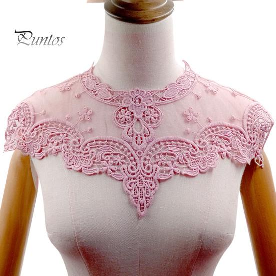 Lace Embroidered Fake Collar Hollow See-through Lace Flower Pattern False Collar Lace Embellished Clothing Accessory