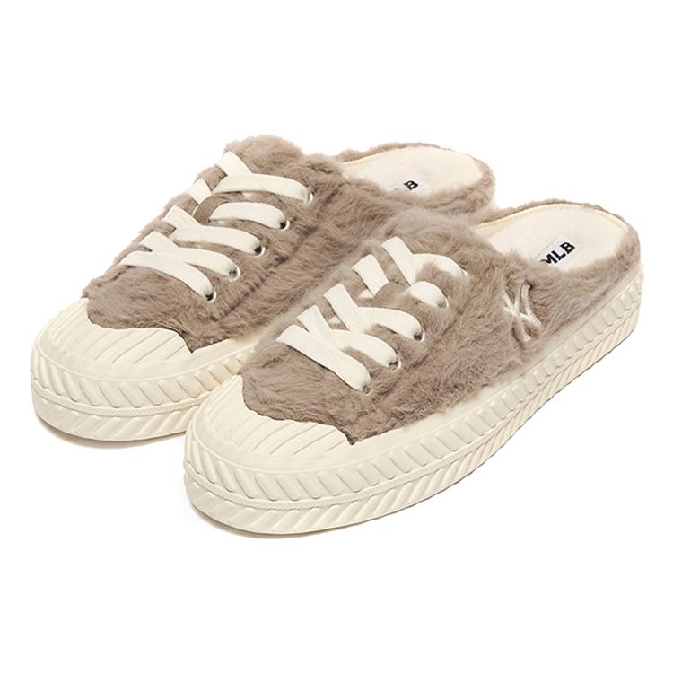 MLB Playball Mule Lightweight Thermal Height Increasing Low Top Canvas Shoes Unisex Brown 3AMUUD316-50BRS