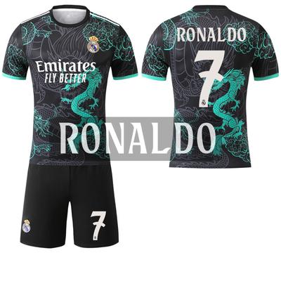 2025-26 Real Madrid Black Cyan Dragon Special Edition #9 Mbappé #7 Vinícius Football Jerseys