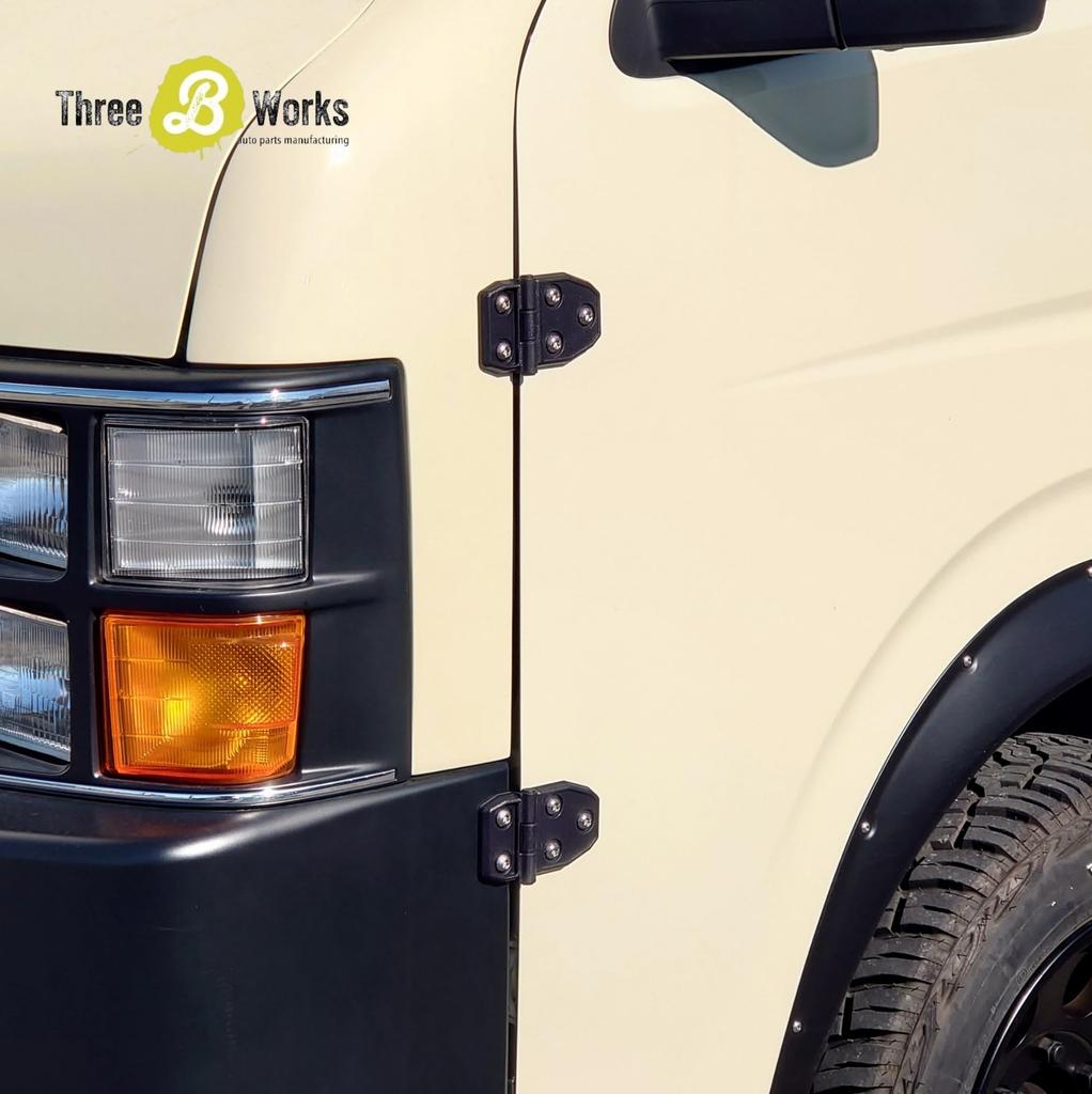 Set of 4 Dummy Hinges for Toyota Hiace Tape Stainless Steel Custom Accessory Outer Door Hinges by Three B Works Caravan, Double-Sided Attachment,