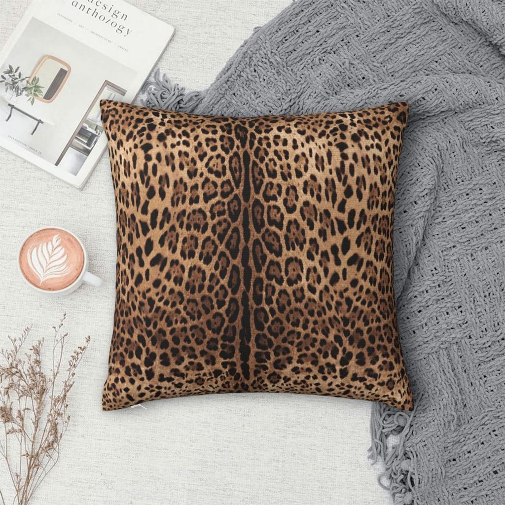 Leopard Print Skin Square Pillowcase Pillow Cover Cushion Throw Pillow For Home Bedroom Car
