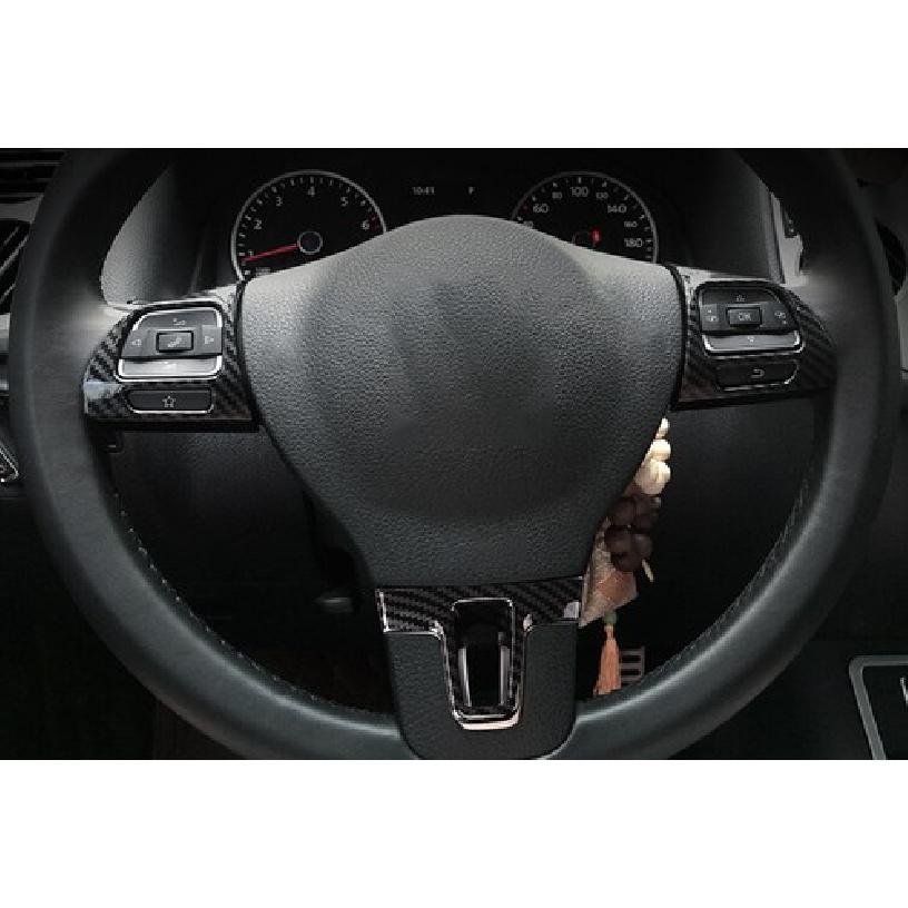 For VW Tiguan 2010-2016 Carbon Fiber ABS Steering Wheel Button Frame Cover Trim