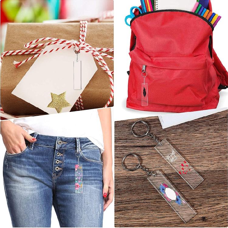 Customized Hanging Tags Clear Keychains Heat Transfer Car for Key Bag Pendant Ac