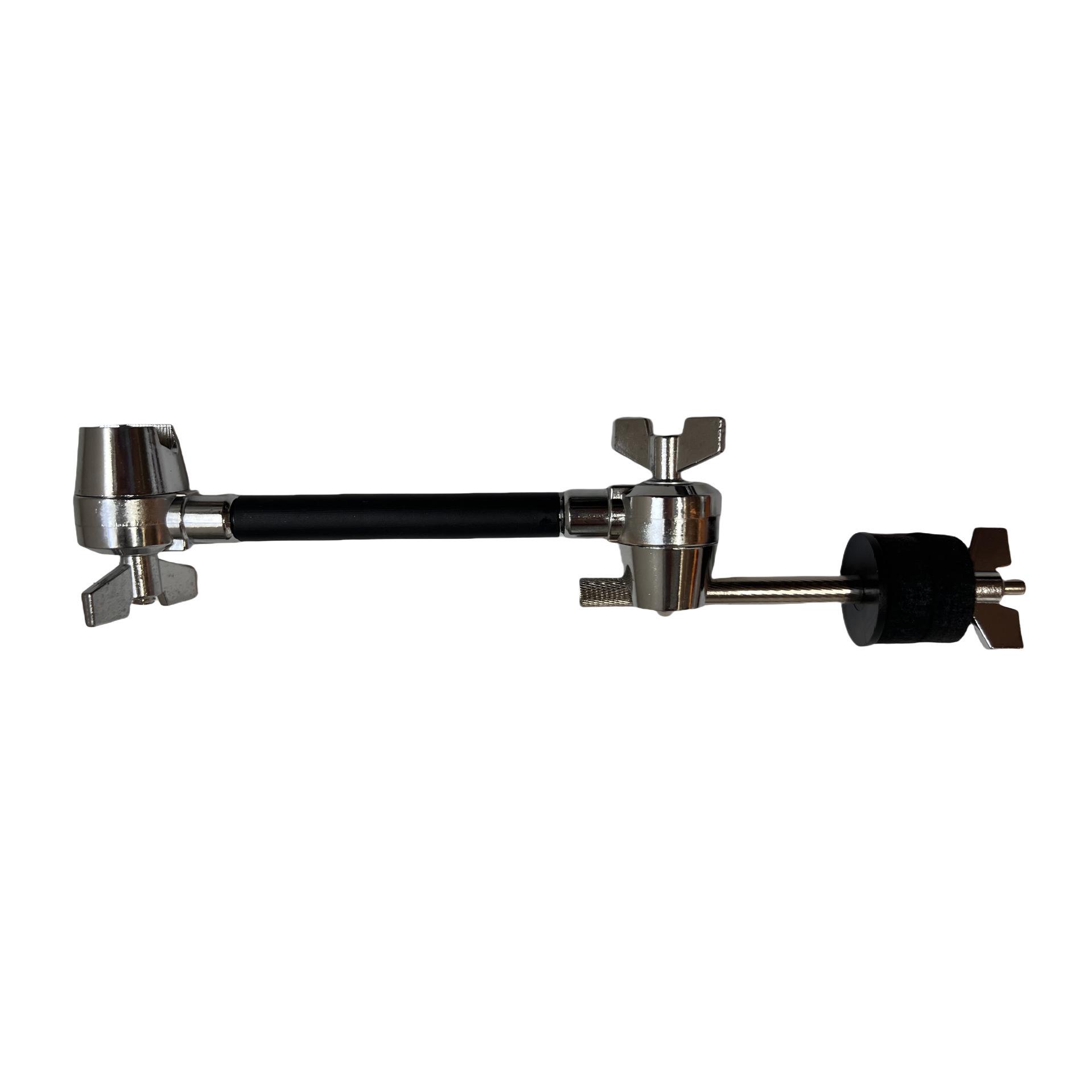 Jazz Drum Extension Rack with Cymbal Stand, Swivel Toothed Clamp, and Accessories.