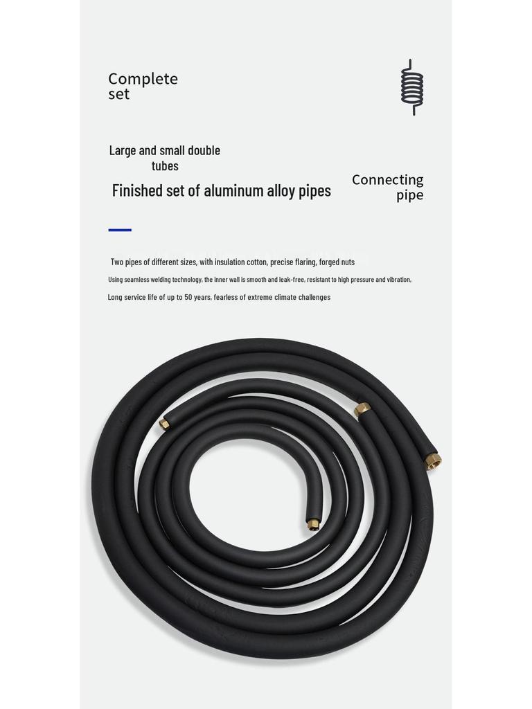 Thickened Air Conditioner Connection Pipe - Insulated Weld-Free Copper Aluminum Pipe for R410/R320 Air Conditioner Outdoor Unit (1p/2p)