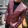 Spring PU Leather Men Youth Slim Suit Collar Leather Jacket Men Business Casual Men Leather Coat Men