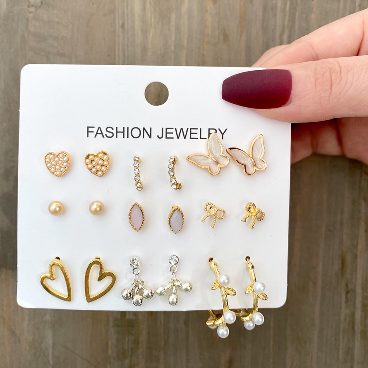 

17KM 1 Набор Золотой Цвет Набор Серег Винтаж Бабочка Сердце Кристалл Серьги-гвоздики для Женщин Корейские Брикос Ювелирные Изделия Подарок