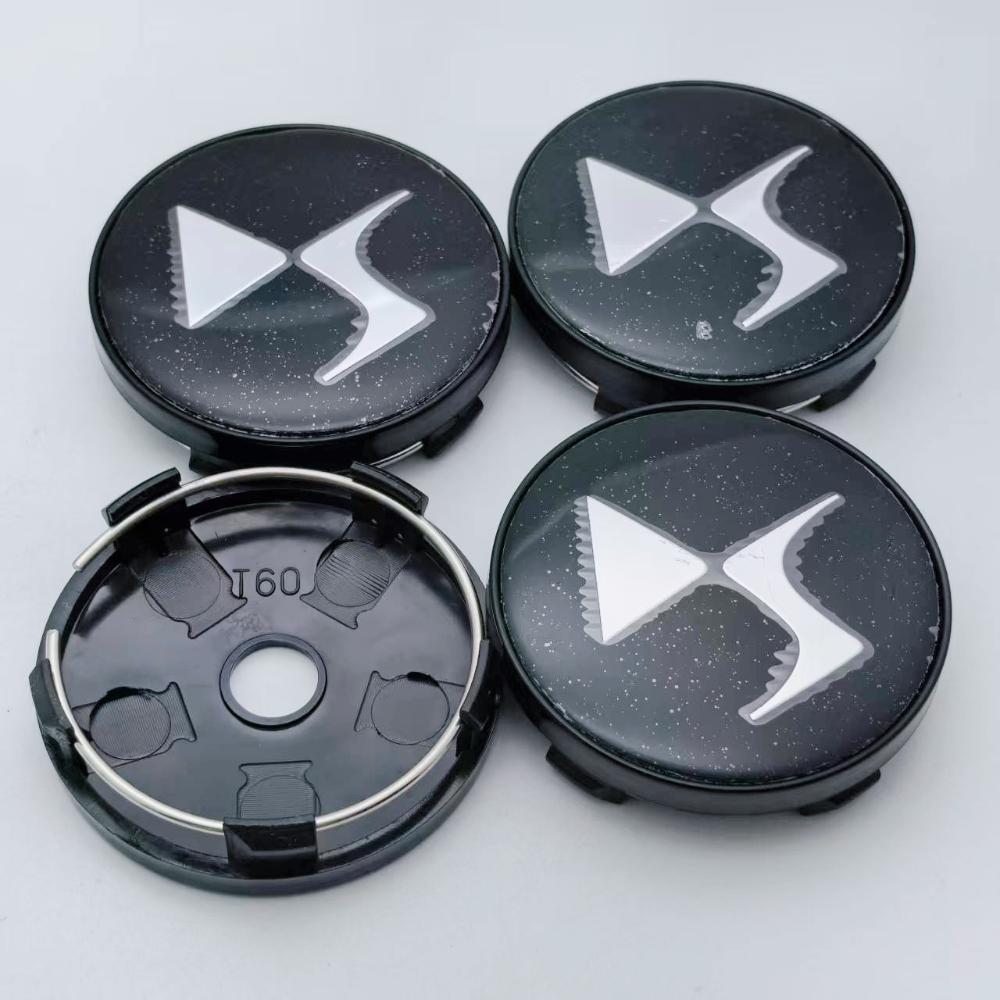 4pcs DS Logo Emblem Badge Car Wheel Center Caps O.D 60MM I.D 56MM Wheels Hub Dust Cap Rim Hubcaps Cover Replace Car Accessories