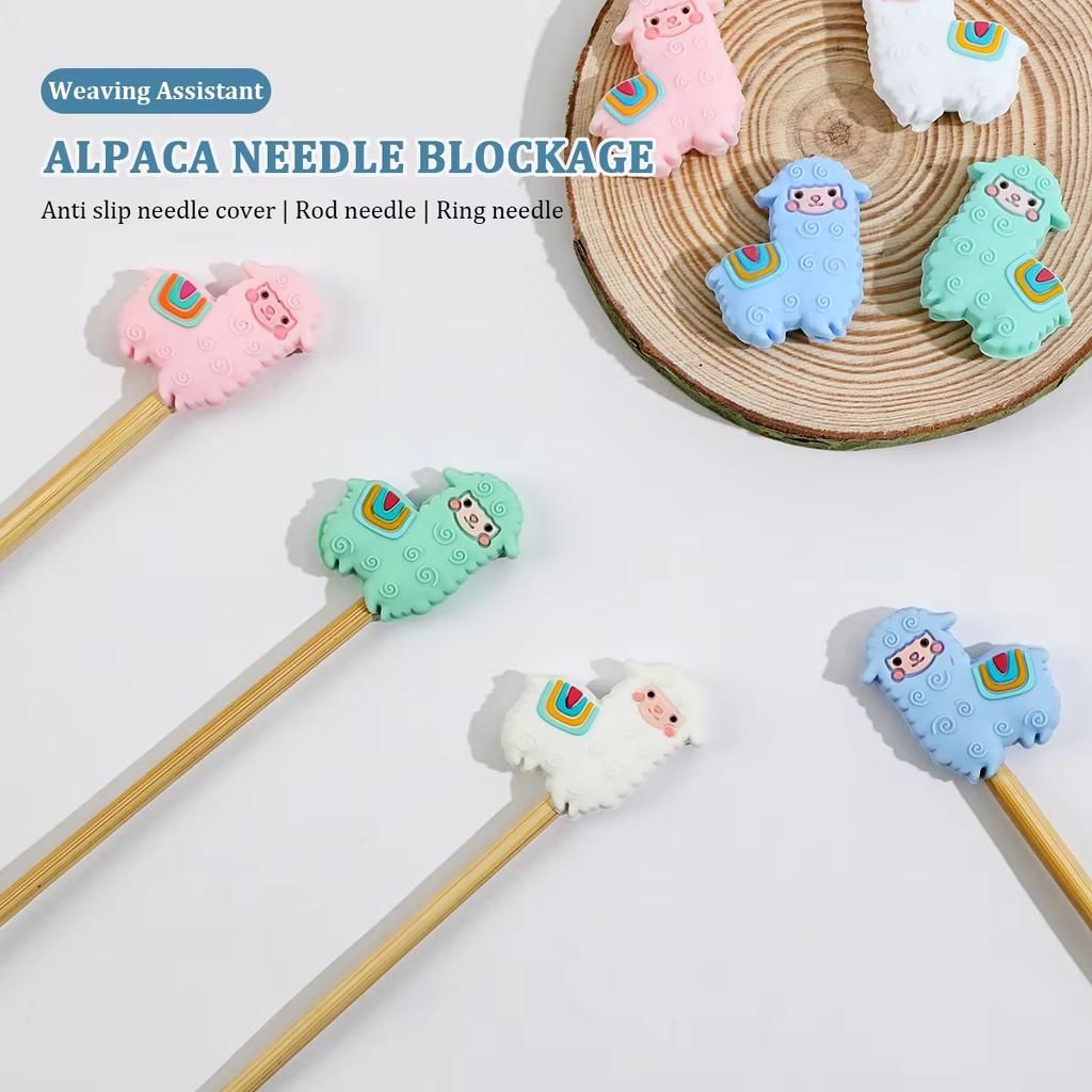 4pcs Cartoon Animal Needle Point Protectors Knitting Needle Stoppers Cute Letters Knitting End Caps for Knitting Accessory