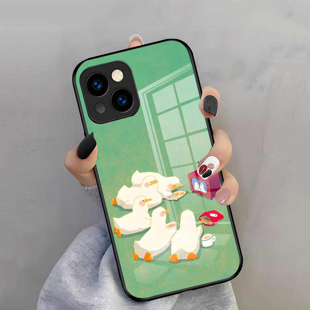 Cartoon Duck Goose Phone Case For IPhone 18 Pro Max 17 Pro 16 15 14 Plus 12 13 11 Shockproof Glass Cover