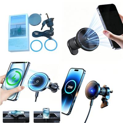Professional 15W 25W Magnetic Car Vent Mount Holder Wireless Magnet Charger for Safe Driving View for iPhone Samsung New Trend