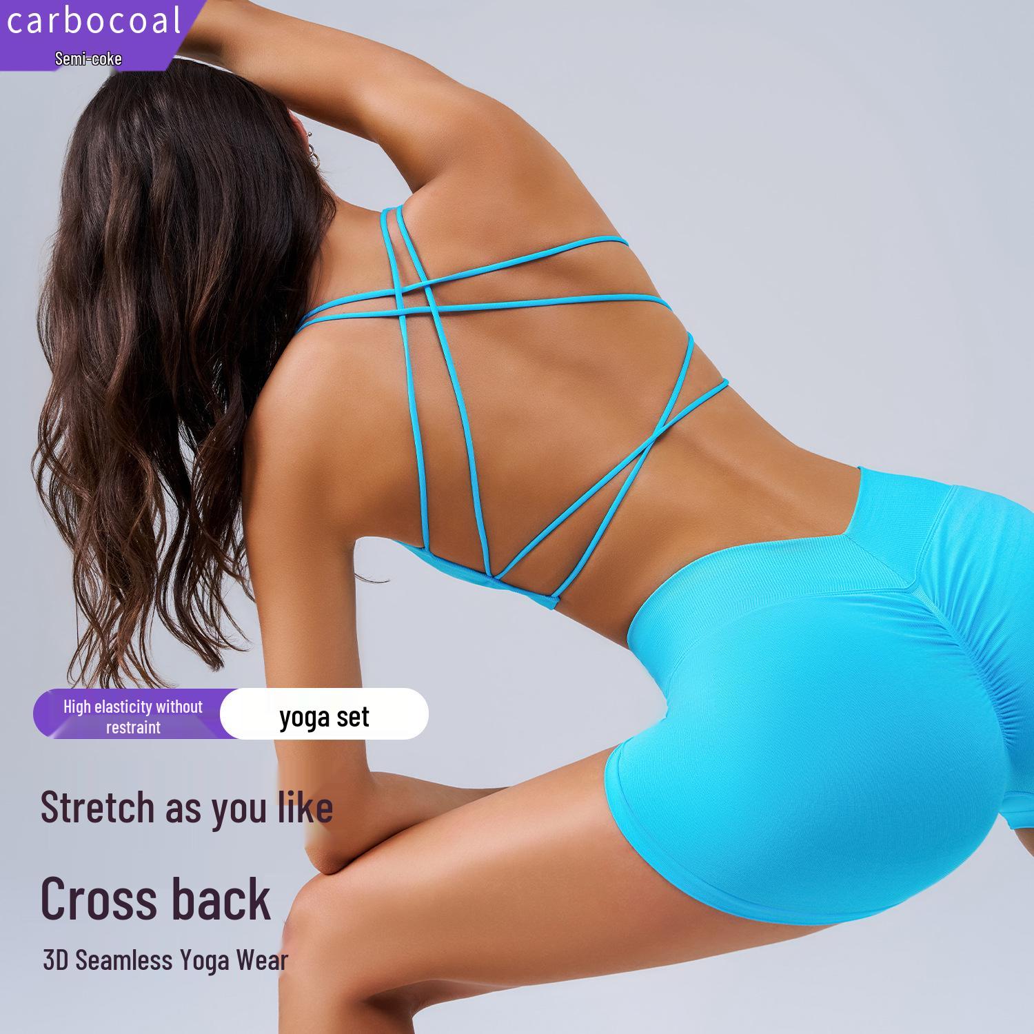 

Women s Seamless Yoga Set: Hip-Lifting Sports Bra & Shorts Large