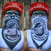 Harley Motorrad Reiten Magisches Klettband Quadratisches Halstuch, Vollbaumwolle Sonnenschutz Kopftuch, Personalisierte Totenkopf Paisley Gesichtsmaske