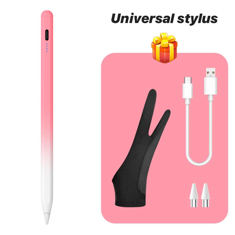 Universele Magnetische Stylus Pen 4 LED Batterij Indicator Geen Bluetooth Type-C voor iOS Android Windows Telefoons Tablets Handschoen & 2 Tips