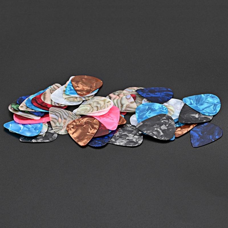 50 Pcs/Set Colorful Celluloid Guitar Picks 0.46mm Guitar Picks for Ukulele Bass