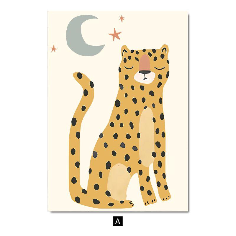 Nordic Creative Baby Cartoon Animal Canvas Painting Tiger Elephant Lion Monkey Giraffe Poster Children's Room Wall Art Decor