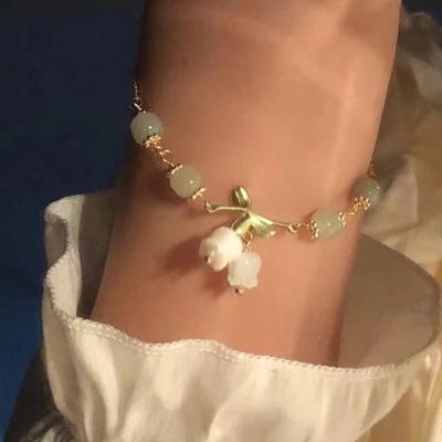 Lily of The Valley Bracelet Women's Flower Pendant Bracelet Adjustable Girls Jewelry Gift