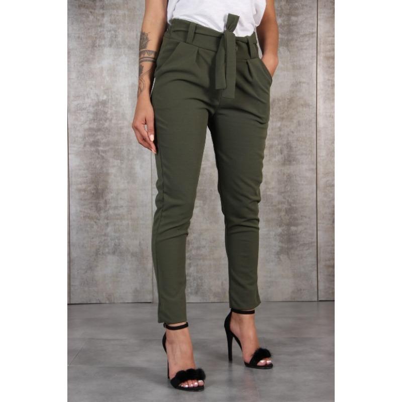 Women Clothing Casual Belted Elastic High Waist Harem Pants Long Trousers