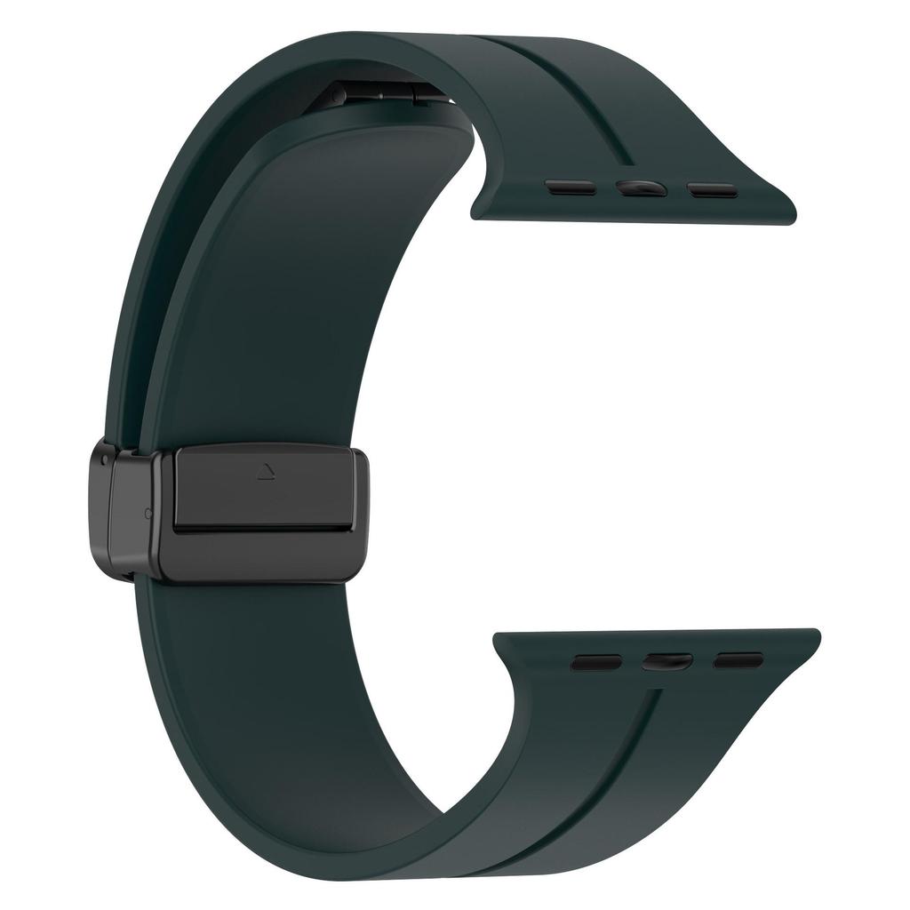 Apple Watch SE Silicone Magnetic Strap - Solid Color Folding Buckle Wristband