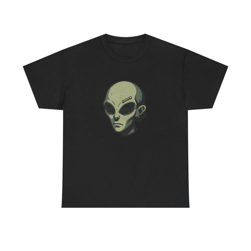 Unisex Adult T Shirt Alien Head with Piercings Retro Design L