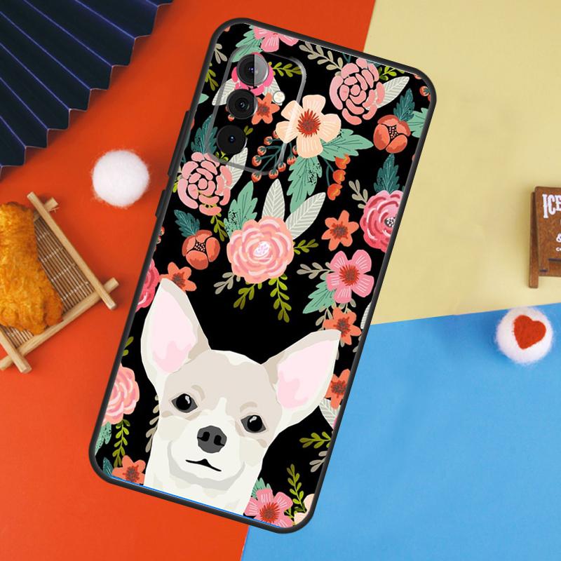 Chihuahua Face Floral Dog Case For Samsung Galaxy A54 A34 A14 A15 A35 A55 A52 A32 A12 A51 A71 A13 A23 A33 A53 Cover