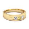Lemon Quartz Three Stone Band Ring - 925 Sterling Silver Gold Vermeil
