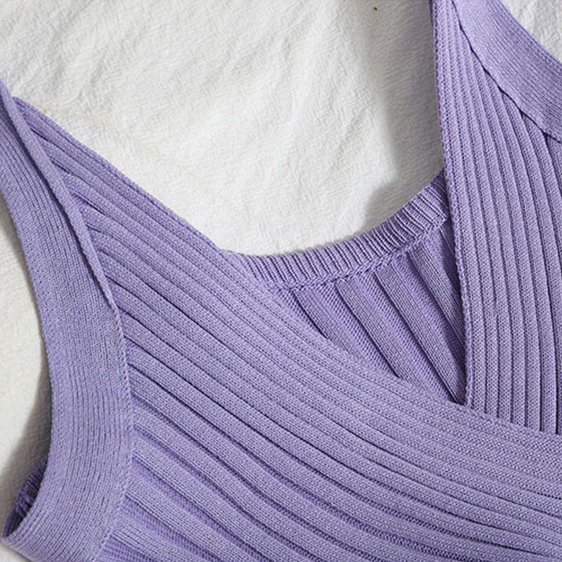 Versatile Slim Fit Base Camisole for Spring and Summer Solid Color Pit Stripe Short Knit Vest for Students