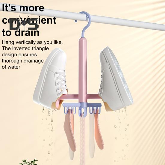Shoes Drying Rack with 360-Degree Rotating Hook Strong Load-Bearing Windproof Insoles Clip Clothing Rack Hanger