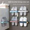 Wall Mounted One Piece Shoe Rack Bathroom Slipper Shelf No Punching Space Saving Shelf Bathroom Hanging Holder