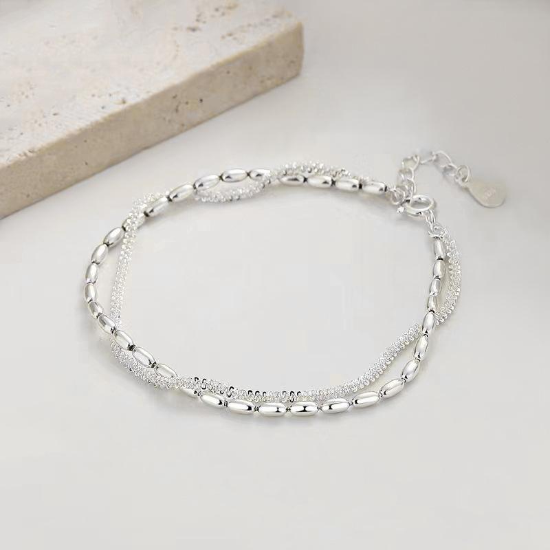 925 Sterling Silver Smooth Round Beads Bracelet For Women Vintage Simple Adjustable Classic Party Jewelry Gift